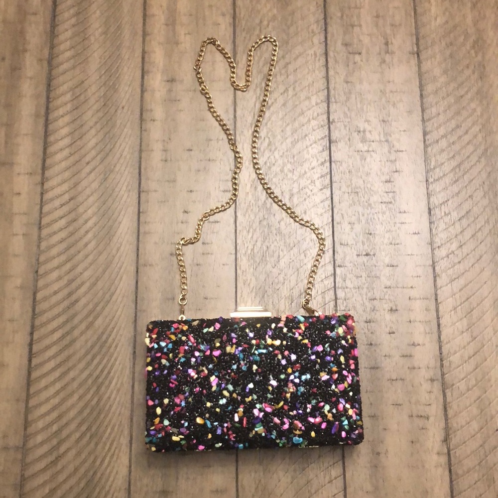 Nina New York BEAUTIFUL Party Clutch Multi Rainbow colors artsy wearable art